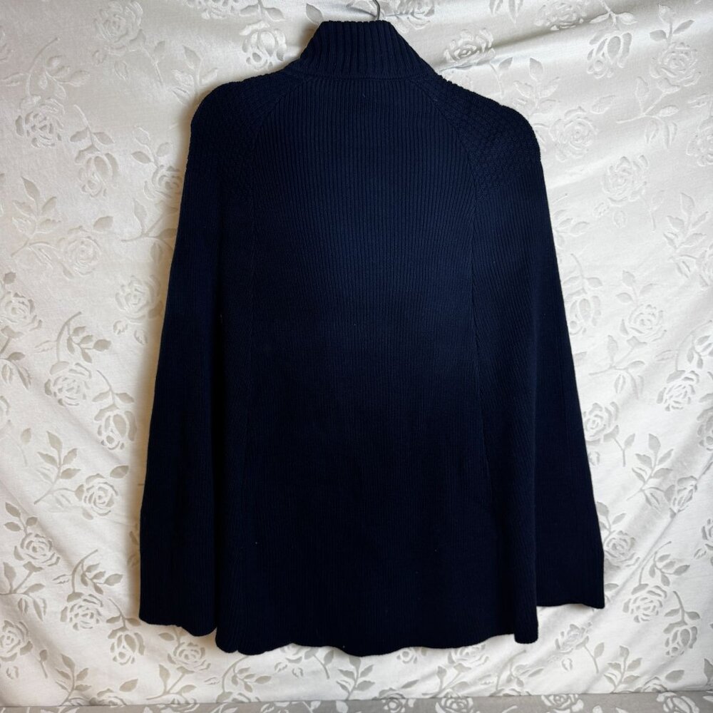 G.I.L.I. Got It Love It Sweater Cape Poncho Gold Button Navy Blue Knit Size XS/S - Picture 8 of 11